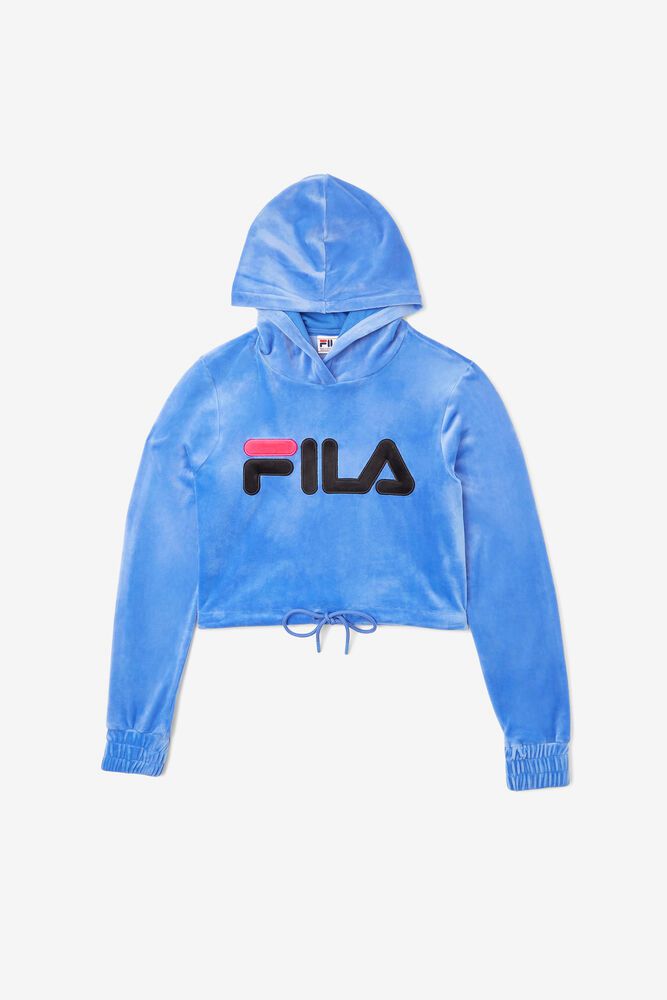 Fila Hoodie Womens Blue Aitana Crop Velour - Ireland 57208-YWBC